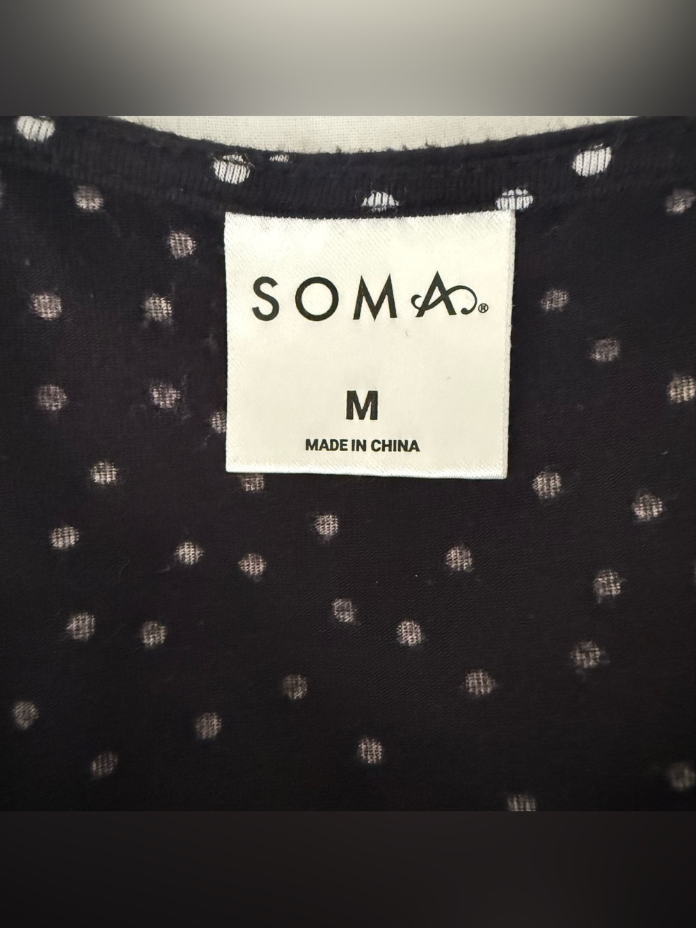Soma Black Polka Dot V-Neck Short Sleeve Soft Pajama Top Size M - Picture 7 of 9